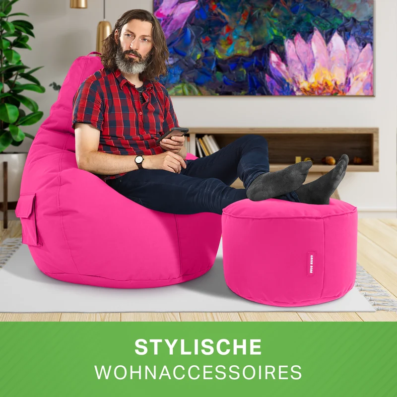 Gaming Sitzsack + Pouf Cozy im Set aus PVC