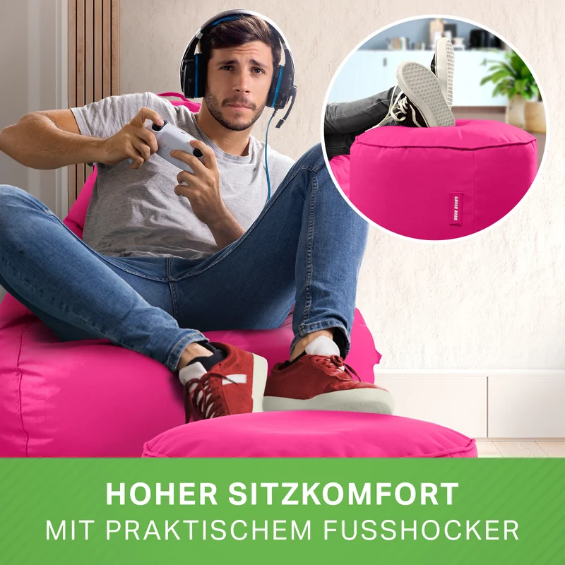 Gaming Sitzsack + Pouf Cozy im Set aus PVC