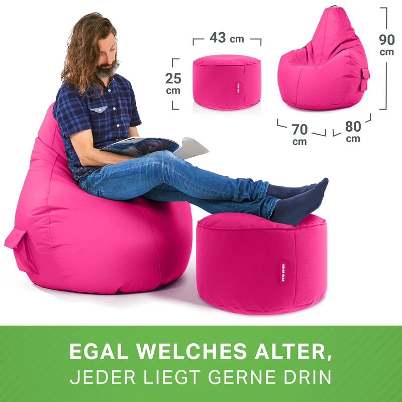 Gaming Sitzsack + Pouf Cozy im Set aus PVC