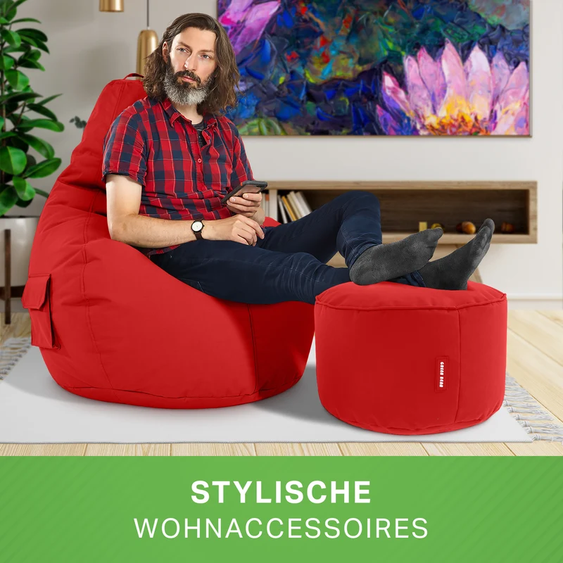 Gaming Sitzsack + Pouf Cozy im Set aus PVC