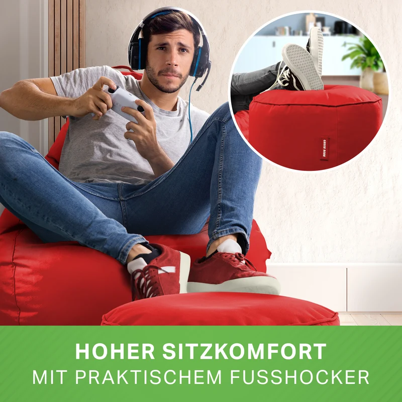 Gaming Sitzsack + Pouf Cozy im Set aus PVC