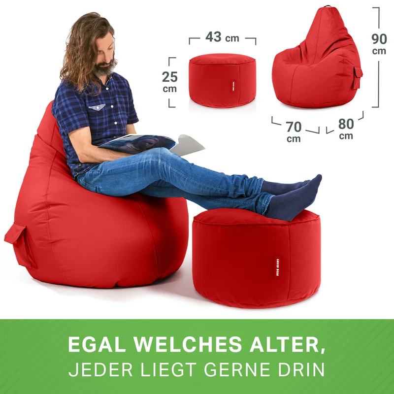 Gaming Sitzsack + Pouf Cozy im Set aus PVC