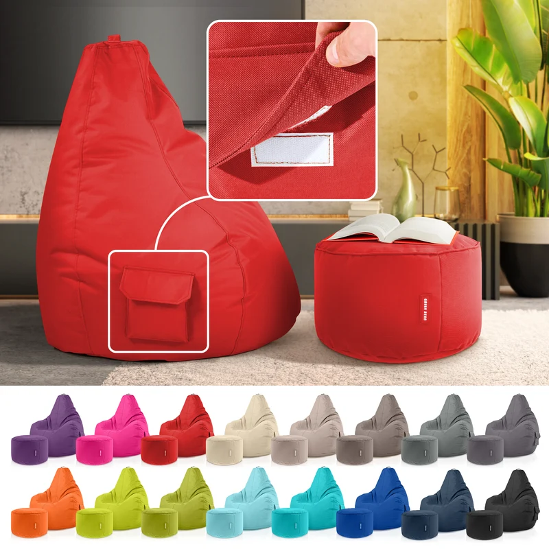 Gaming Sitzsack + Pouf Cozy im Set aus PVC