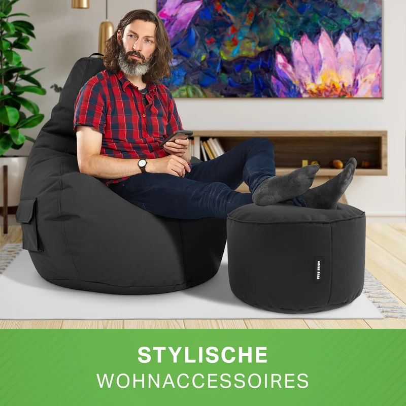 Gaming Sitzsack + Pouf Cozy im Set aus PVC