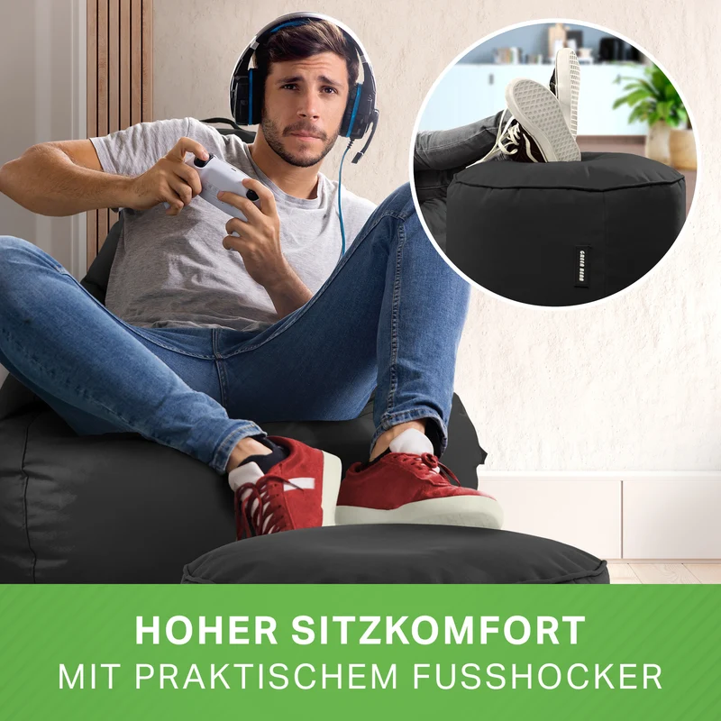 Gaming Sitzsack + Pouf Cozy im Set aus PVC