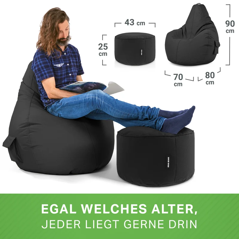 Gaming Sitzsack + Pouf Cozy im Set aus PVC