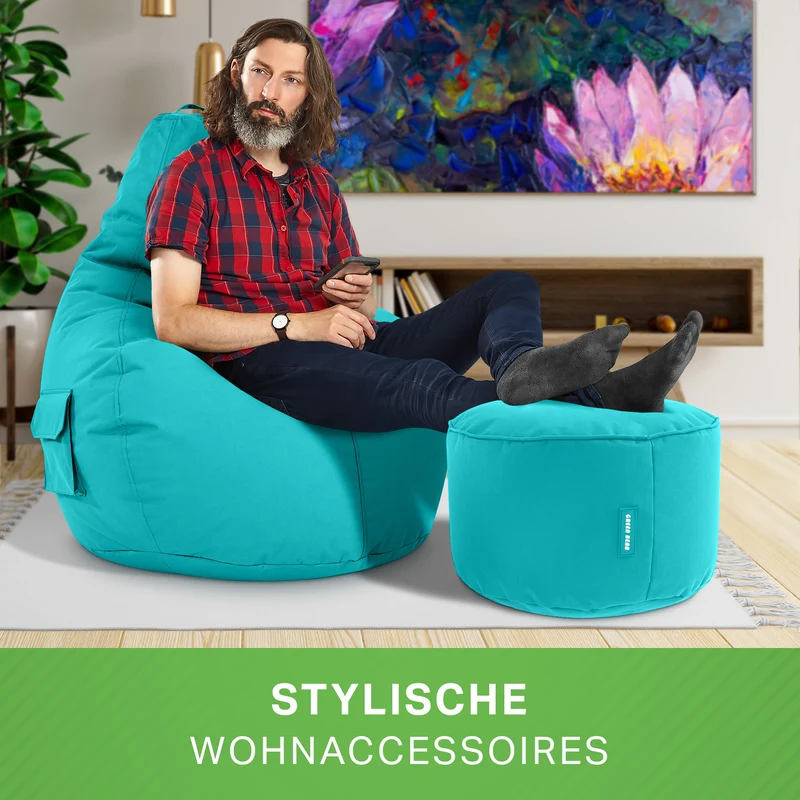 Gaming Sitzsack + Pouf Cozy im Set aus PVC