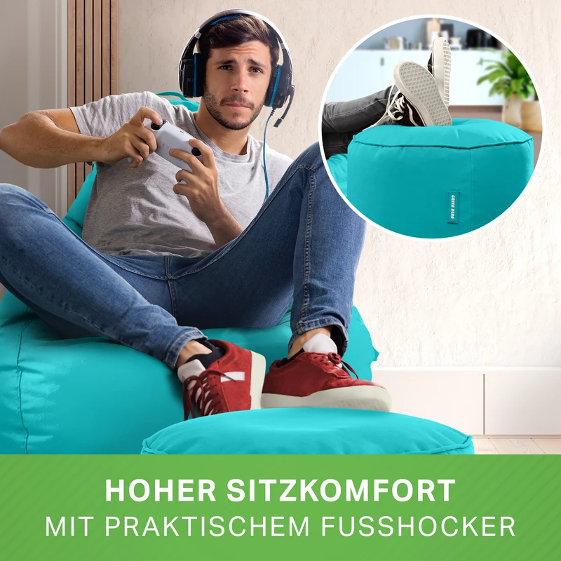 Gaming Sitzsack + Pouf Cozy im Set aus PVC