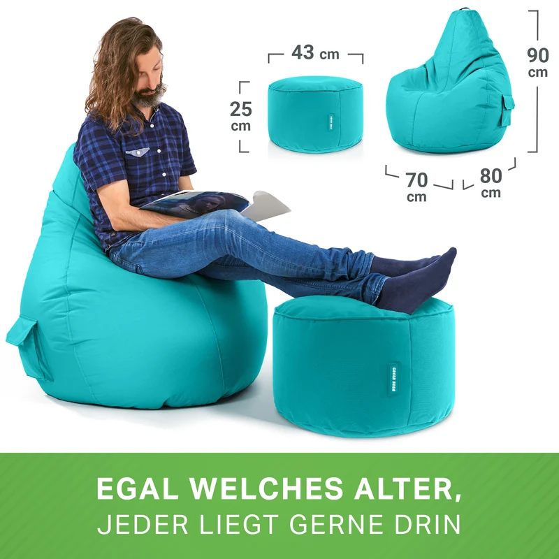 Gaming Sitzsack + Pouf Cozy im Set aus PVC