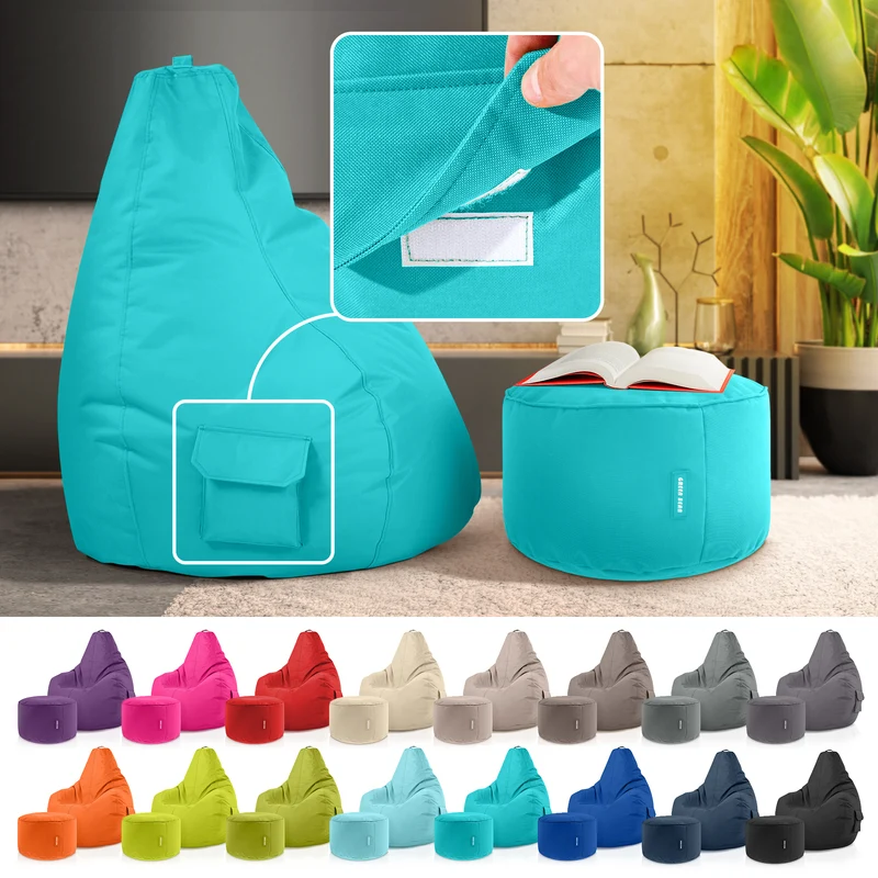 Gaming Sitzsack + Pouf Cozy im Set aus PVC
