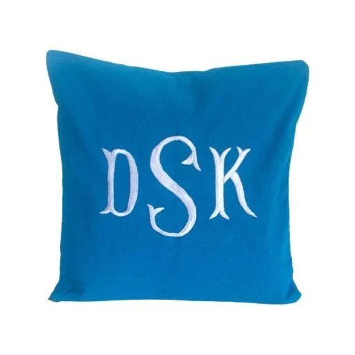 Monogram Turquoise Blue Throw Pillows