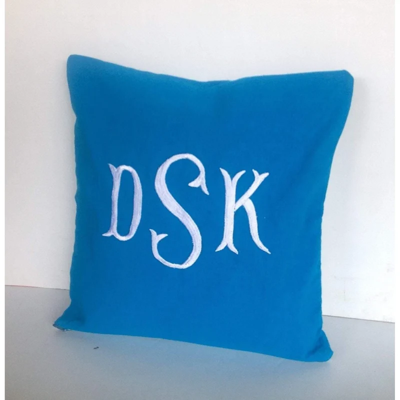 Monogram Turquoise Blue Throw Pillows