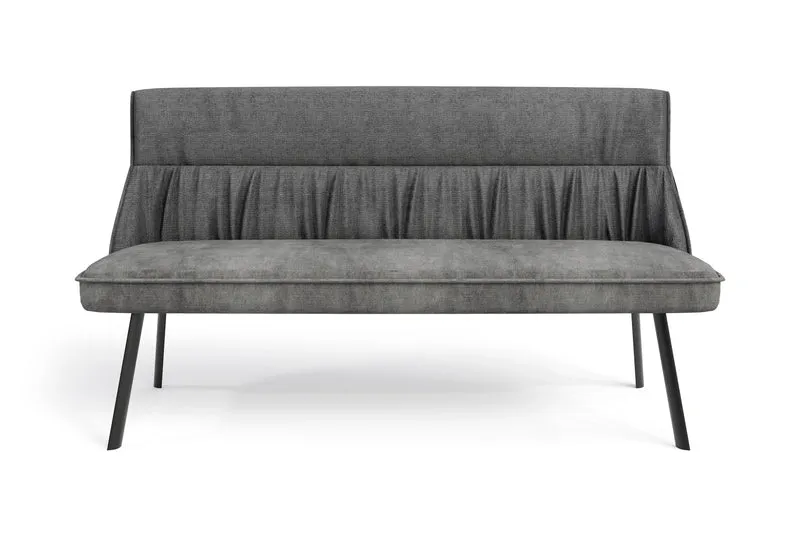 Bank CALIFORNIA / Rücken Webstoff anthrazit oder grün / Sitz Vintage-Velvet anthrazit oder grün mit Keder / Gestell Metall schwarz / Bank mit Rückenlehne / B 180, H 88, T 63 cm