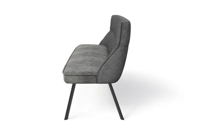 Bank CALIFORNIA / Rücken Webstoff anthrazit oder grün / Sitz Vintage-Velvet anthrazit oder grün mit Keder / Gestell Metall schwarz / Bank mit Rückenlehne / B 180, H 88, T 63 cm