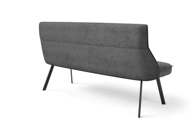 Bank CALIFORNIA / Rücken Webstoff anthrazit oder grün / Sitz Vintage-Velvet anthrazit oder grün mit Keder / Gestell Metall schwarz / Bank mit Rückenlehne / B 180, H 88, T 63 cm
