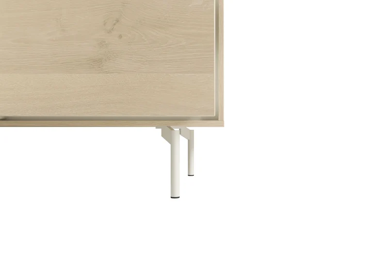 Sideboard LABOE 01, Korpus und Fronten in Melamin, Eichefarbig Bianco hell und seidengrau