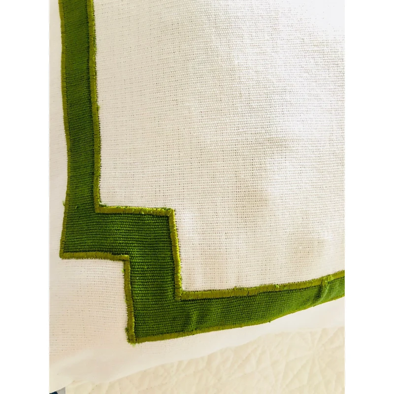 Green Throw Pillows, Green Cotton Bedding, Trim Cushion Covers by Snazzy Living