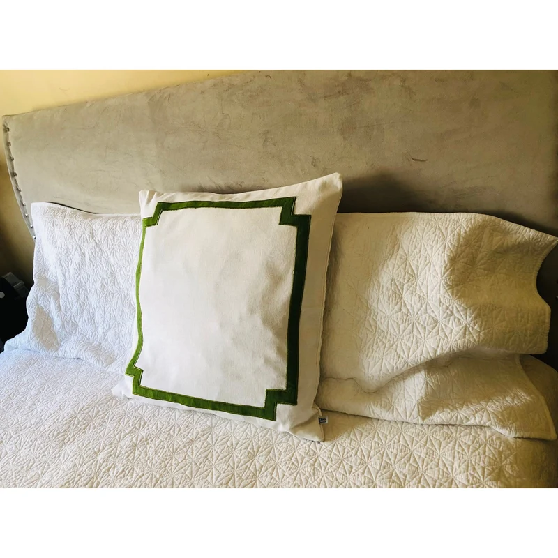 Green Throw Pillows, Green Cotton Bedding, Trim Cushion Covers by Snazzy Living