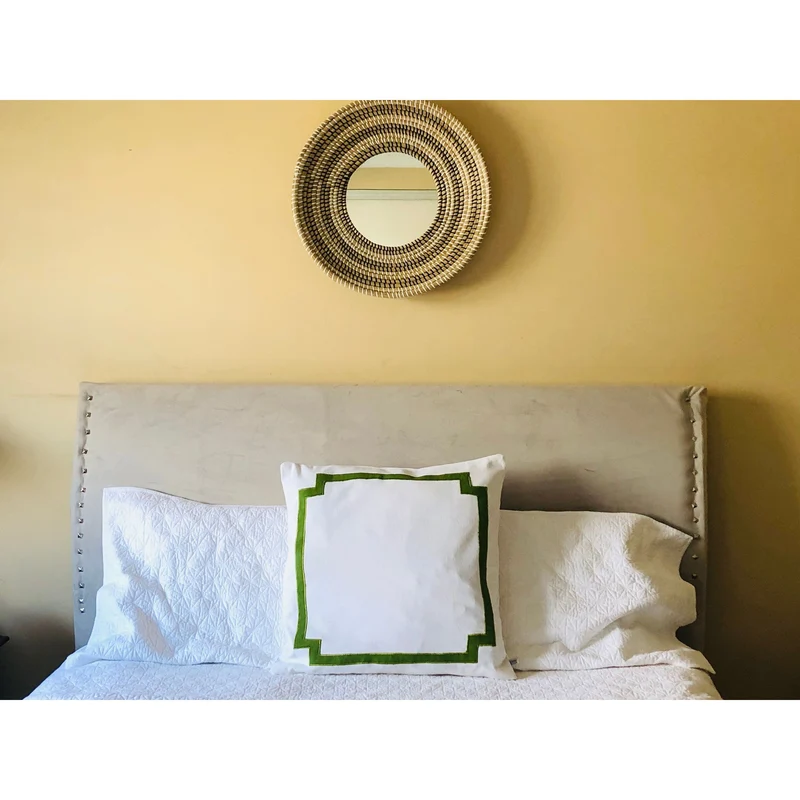 Green Throw Pillows, Green Cotton Bedding, Trim Cushion Covers by Snazzy Living