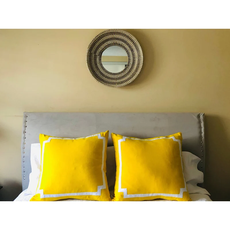 Yellow Euro Pillows, Trim Pillow Covers, Bedroom Decor, Pillows with borders