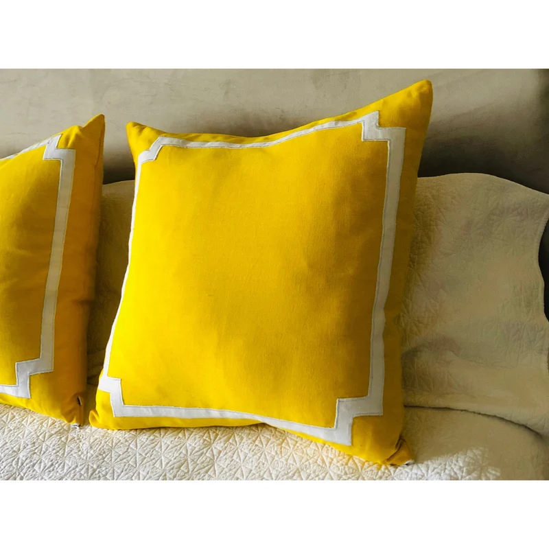 Yellow Euro Pillows, Trim Pillow Covers, Bedroom Decor, Pillows with borders