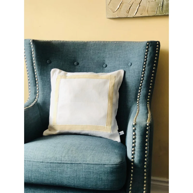 White Trim Embroidered Throw Pillows, Embroidered Sofa Modern Couch Pillows, Home Decor for Living room