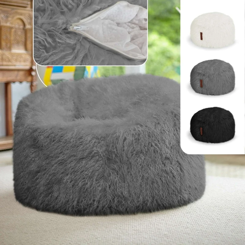 XXL Pouf aus Kunstfell