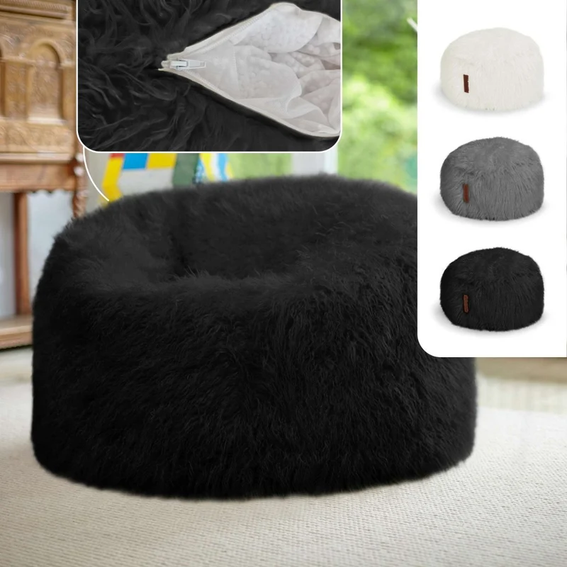 XXL Pouf aus Kunstfell