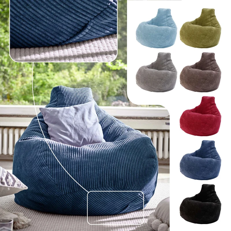 Cozy Sitzsack mit Rückenlehne in Cord-Optik