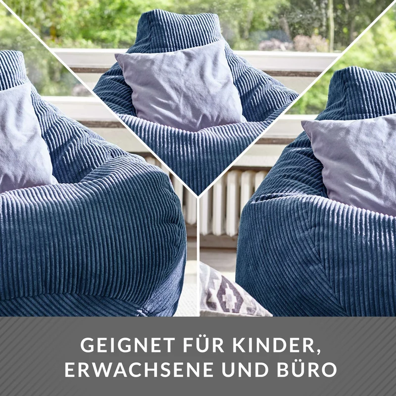Cozy Sitzsack mit Rückenlehne in Cord-Optik