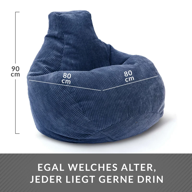 Cozy Sitzsack mit Rückenlehne in Cord-Optik
