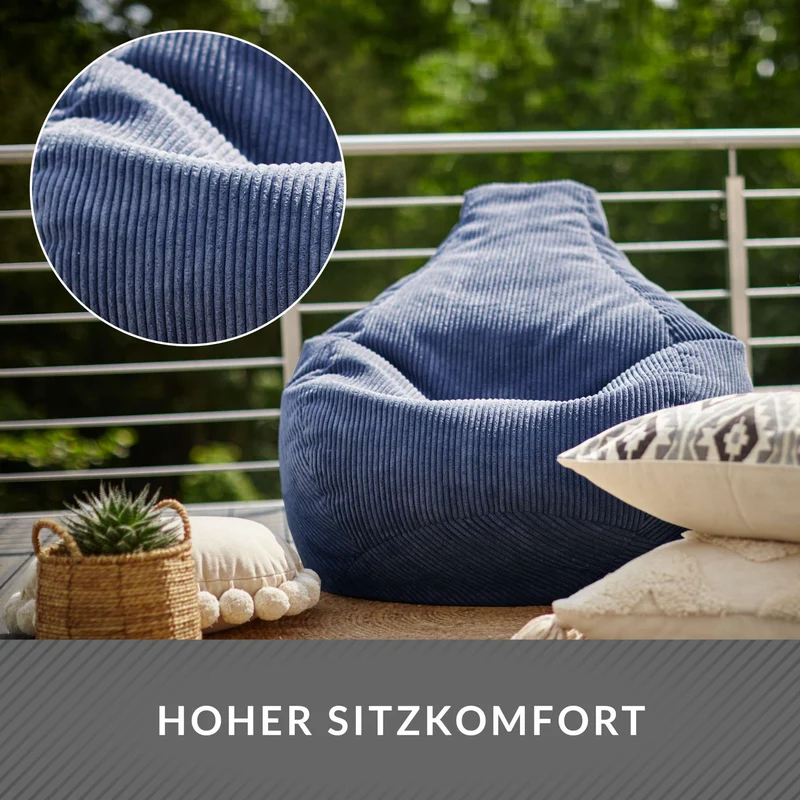 Cozy Sitzsack mit Rückenlehne in Cord-Optik