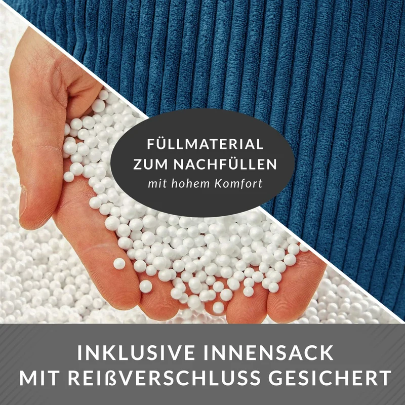 Cozy Sitzsack mit Rückenlehne in Cord-Optik
