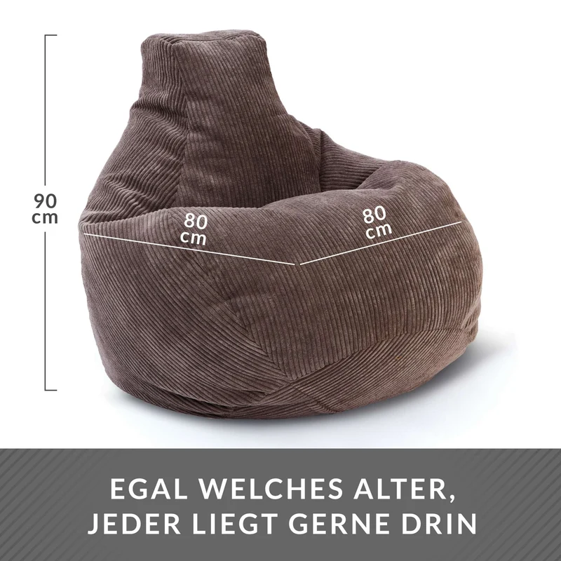 Cozy Sitzsack mit Rückenlehne in Cord-Optik