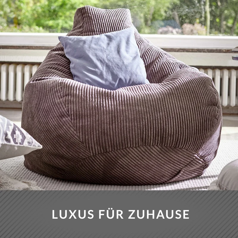 Cozy Sitzsack mit Rückenlehne in Cord-Optik