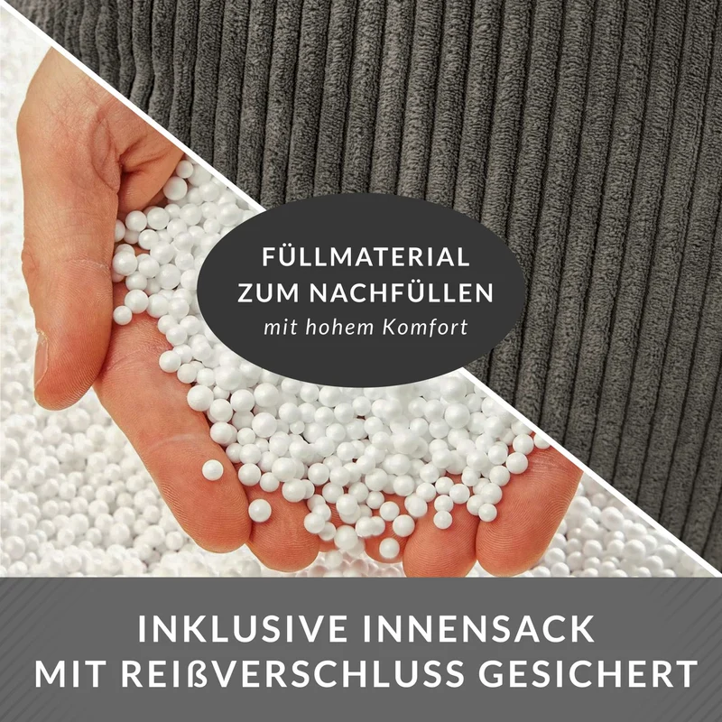 Cozy Sitzsack mit Rückenlehne in Cord-Optik