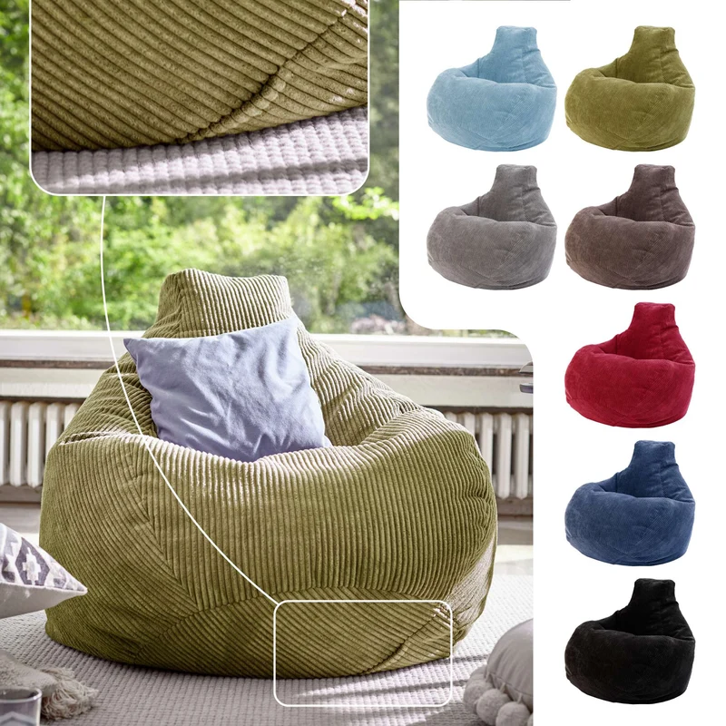 Cozy Sitzsack mit Rückenlehne in Cord-Optik
