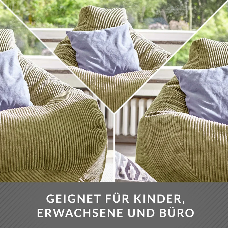 Cozy Sitzsack mit Rückenlehne in Cord-Optik