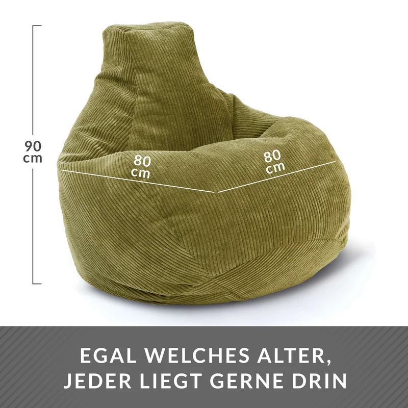 Cozy Sitzsack mit Rückenlehne in Cord-Optik