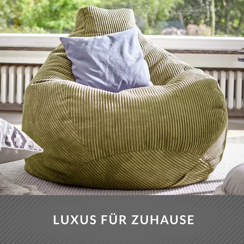 Cozy Sitzsack mit Rückenlehne in Cord-Optik
