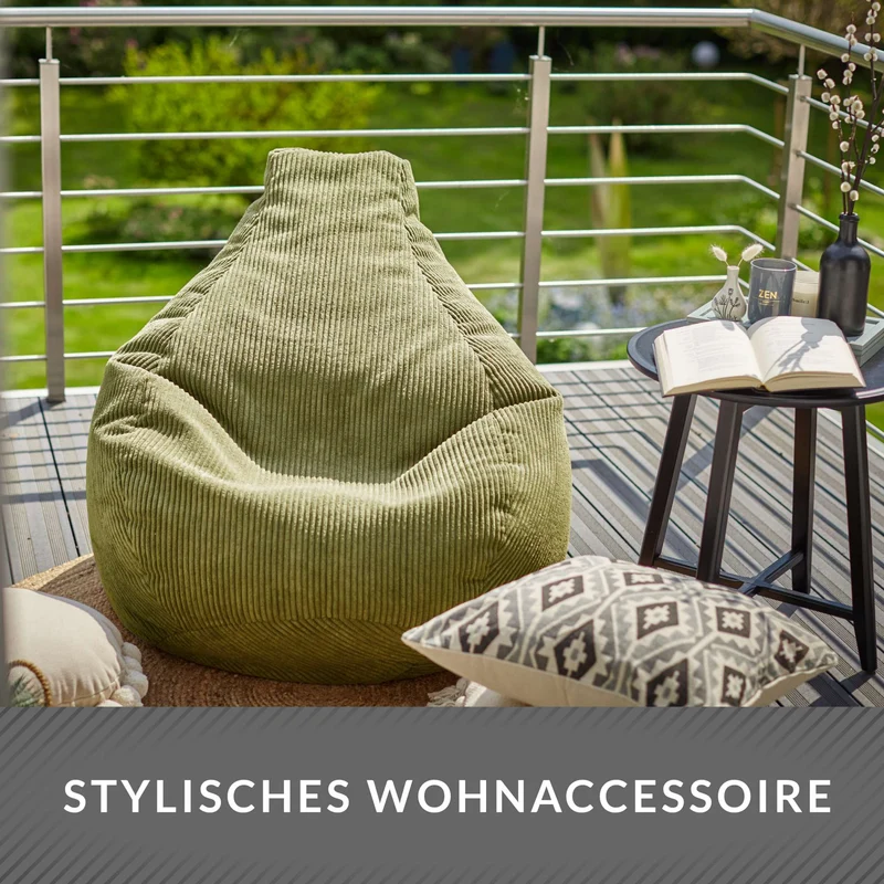 Cozy Sitzsack mit Rückenlehne in Cord-Optik