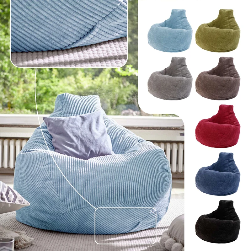 Cozy Sitzsack mit Rückenlehne in Cord-Optik