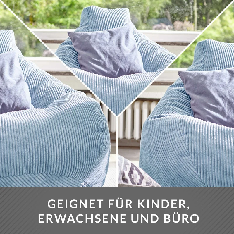 Cozy Sitzsack mit Rückenlehne in Cord-Optik