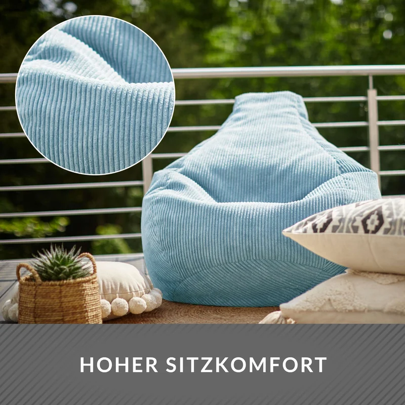 Cozy Sitzsack mit Rückenlehne in Cord-Optik