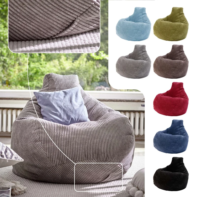 Cozy Sitzsack mit Rückenlehne in Cord-Optik
