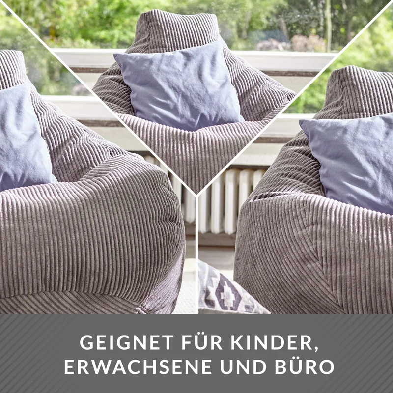 Cozy Sitzsack mit Rückenlehne in Cord-Optik
