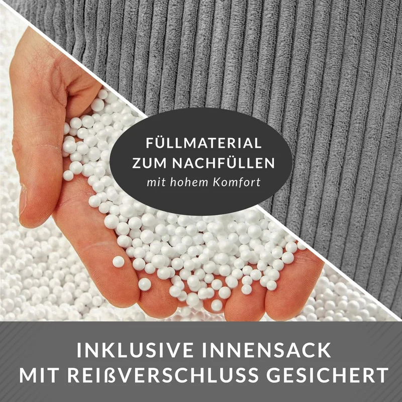 Cozy Sitzsack mit Rückenlehne in Cord-Optik