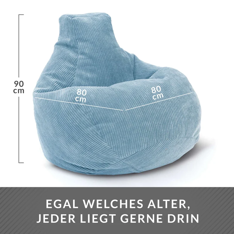 Cozy Sitzsack mit Rückenlehne in Cord-Optik