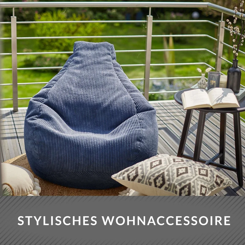 Cozy Sitzsack mit Rückenlehne in Cord-Optik