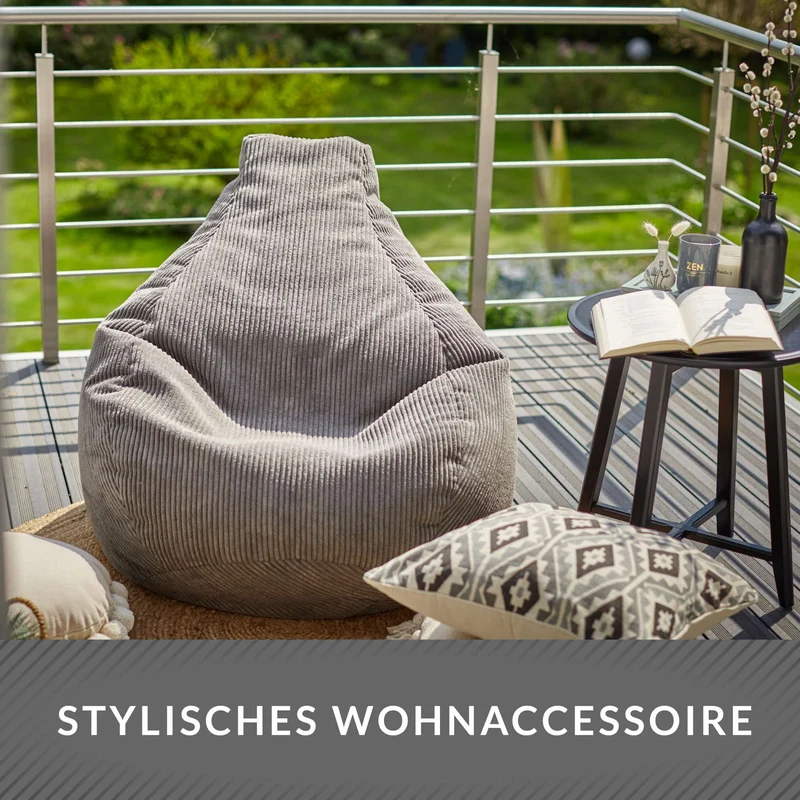 Cozy Sitzsack mit Rückenlehne in Cord-Optik
